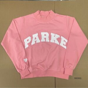 PARKE Pink Ribbed Crewneck Sweatshirt